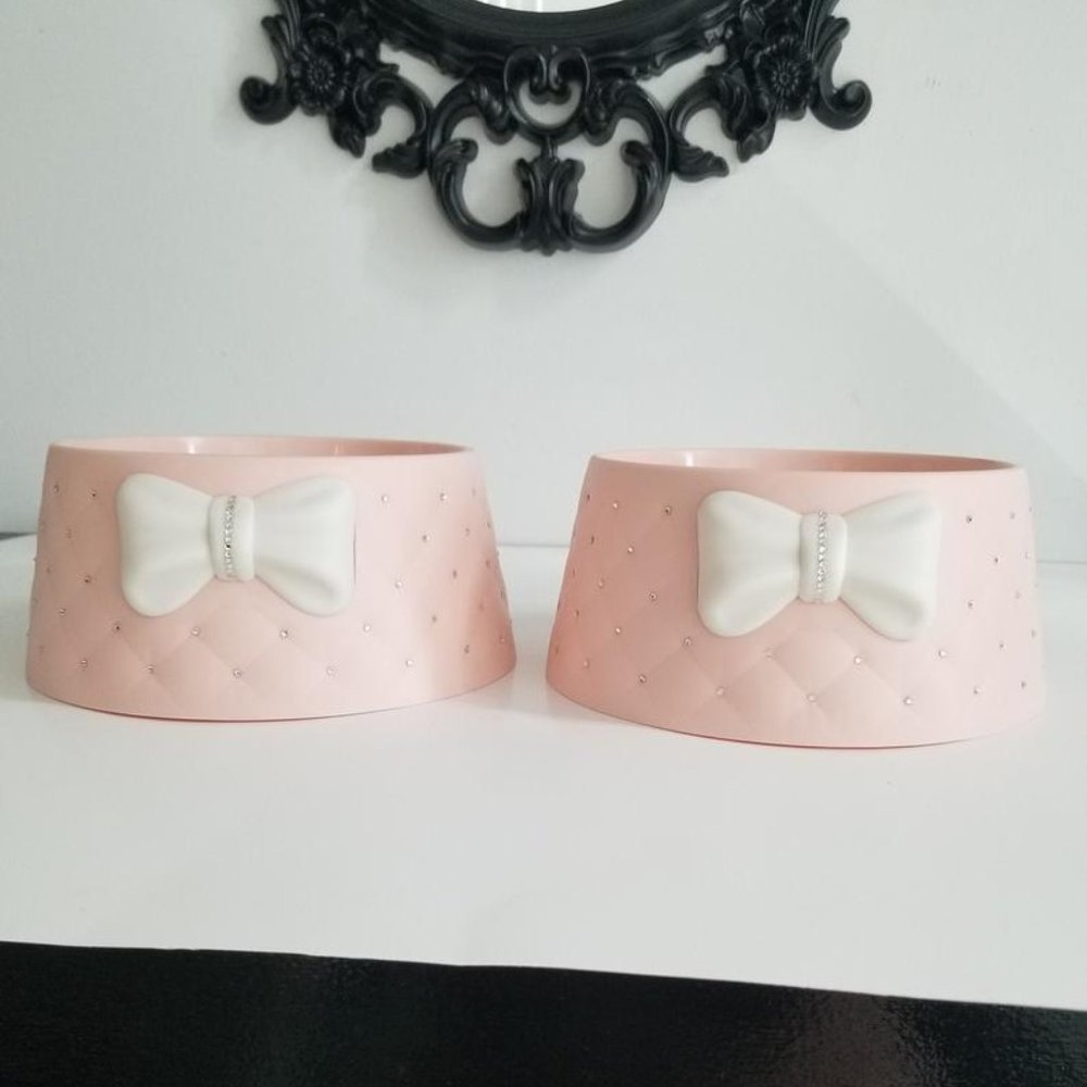 Pink bling rhinestone pet bowls